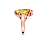 Rose gold Pear Cut Yellow Sapphire Solitaire Ring with Flower Prong Setting and Classic Band_17