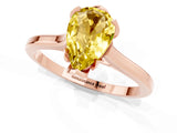 Rose gold Pear Cut Yellow Sapphire Solitaire Ring with Flower Prong Setting and Classic Band_38