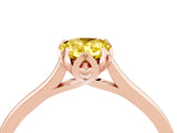 Rose gold Pear Cut Yellow Sapphire Solitaire Ring with Flower Prong Setting and Classic Band_41
