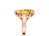 Rose gold Pear Cut Yellow Sapphire Solitaire Ring with Flower Prong Setting and Classic Band_42