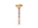Rose gold Pear Cut Yellow Sapphire Solitaire Ring with Pavé Accents and Four-Prong Setting_26