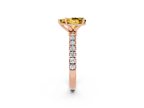 Rose gold Pear Cut Yellow Sapphire Solitaire Ring with Pavé Accents and Four-Prong Setting_26