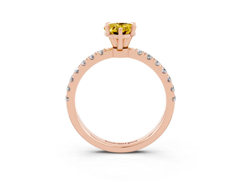 Rose gold Pear Cut Yellow Sapphire Solitaire Ring with Pavé Accents and Four-Prong Setting_27