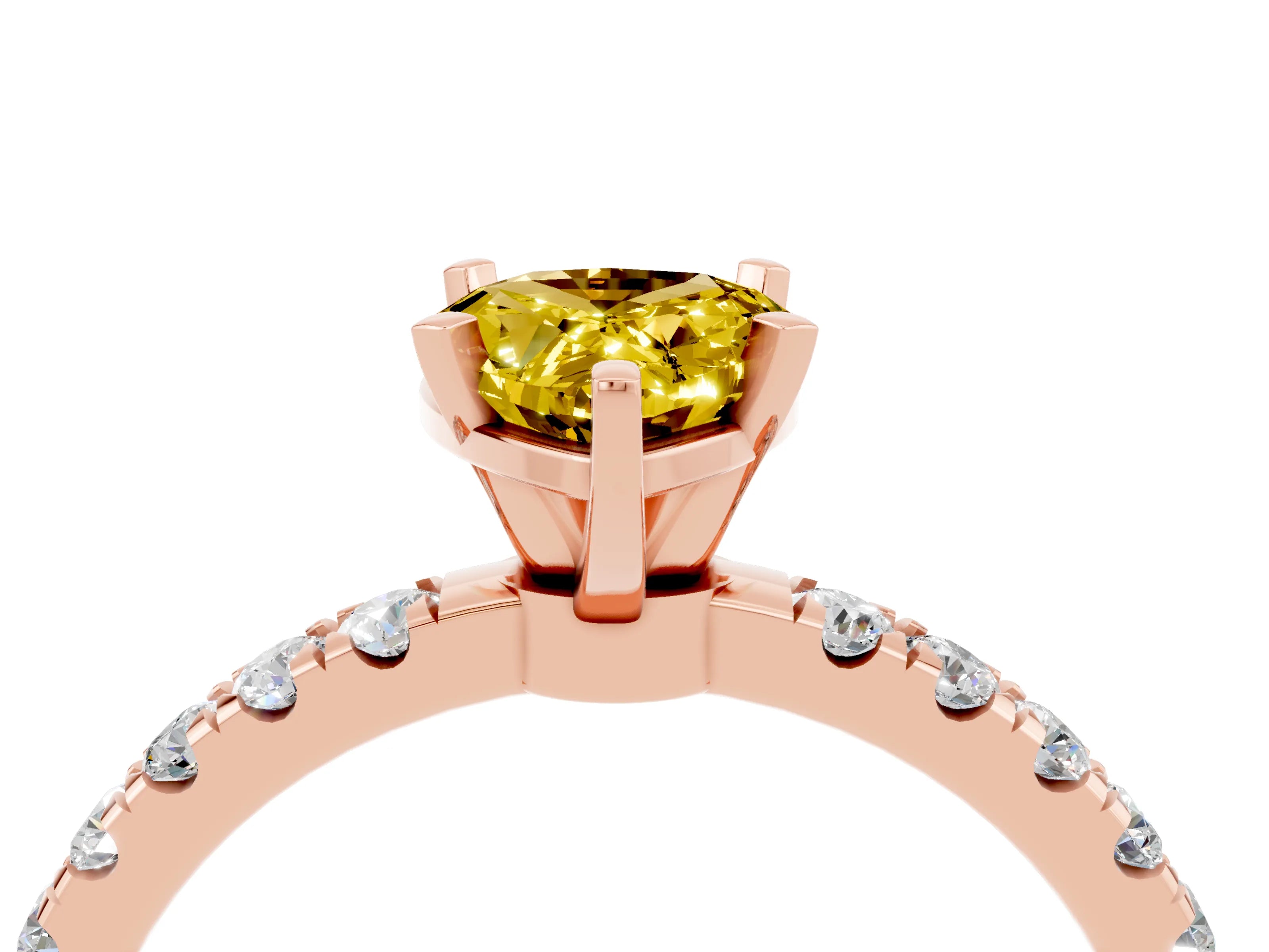 Rose gold Pear Cut Yellow Sapphire Solitaire Ring with Pavé Accents and Four-Prong Setting_28