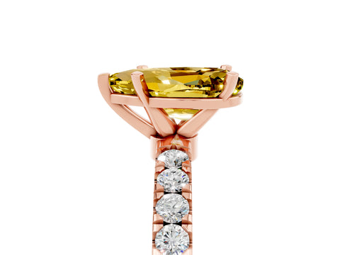 Rose gold Pear Cut Yellow Sapphire Solitaire Ring with Pavé Accents and Four-Prong Setting_29