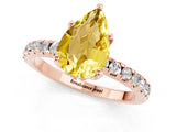 Rose gold Pear Cut Yellow Sapphire Solitaire Ring with Pavé Band and Four-Prong Setting_61