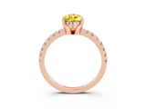 Rose gold Pear Cut Yellow Sapphire Solitaire Ring with Pavé Band and Four-Prong Setting_63