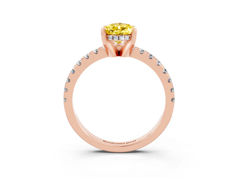Rose gold Pear Cut Yellow Sapphire Solitaire Ring with Pavé Band and Four-Prong Setting_63
