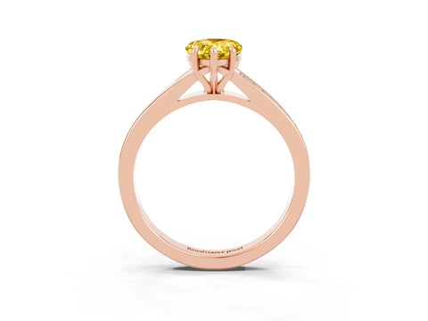 Rose gold Pear Cut Yellow Sapphire Solitaire Ring with Pavé Band and Prong Setting_15