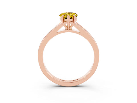 Rose gold Pear Cut Yellow Sapphire Solitaire Ring with Pavé Band and Prong Setting_3