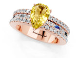 Rose gold Pear Cut Yellow Sapphire Solitaire Ring with Pavé and Channel Set Band_25