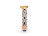 Rose gold Pear Cut Yellow Sapphire Solitaire Ring with Pavé and Channel Set Band_26
