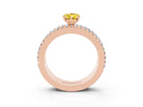 Rose gold Pear Cut Yellow Sapphire Solitaire Ring with Pavé and Channel Set Band_27