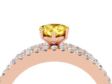 Rose gold Pear Cut Yellow Sapphire Solitaire Ring with Pavé and Channel Set Band_28