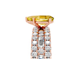 Rose gold Pear Cut Yellow Sapphire Solitaire Ring with Pavé and Channel Set Band_29