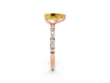 Rose gold Pear Cut Yellow Sapphire Solitaire Ring with Pave Band and Four Prong Setting_50