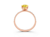 Rose gold Pear Cut Yellow Sapphire Solitaire Ring with Pave Band and Four Prong Setting_51