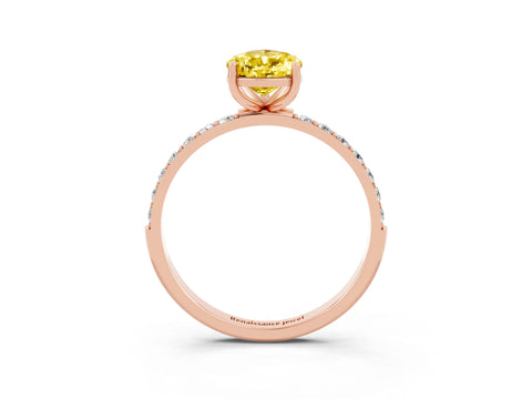 Rose gold Pear Cut Yellow Sapphire Solitaire Ring with Pave Band and Four Prong Setting_51