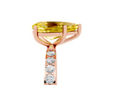 Rose gold Pear Cut Yellow Sapphire Solitaire Ring with Pave Band and Four Prong Setting_53