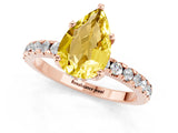 Rose gold Pear Cut Yellow Sapphire Solitaire Ring with Round  Pavé Band and Four-Prong Setting_45