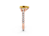Rose gold Pear Cut Yellow Sapphire Solitaire Ring with Round  Pavé Band and Four-Prong Setting_46