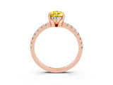 Rose gold Pear Cut Yellow Sapphire Solitaire Ring with Round  Pavé Band and Four-Prong Setting_47
