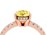Rose gold Pear Cut Yellow Sapphire Solitaire Ring with Round  Pavé Band and Four-Prong Setting_48