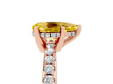 Rose gold Pear Cut Yellow Sapphire Solitaire Ring with Round  Pavé Band and Four-Prong Setting_49
