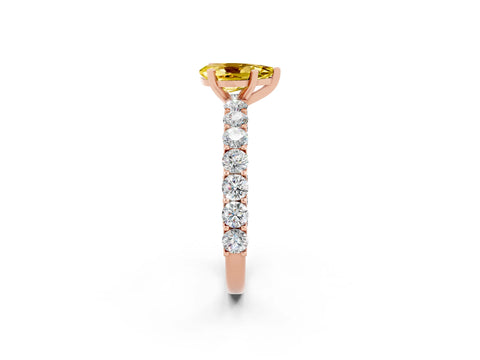 Rose gold Pear Cut Yellow Sapphire Solitaire Ring with Shared Prong Pavé Band and Four-Prong Setting_2