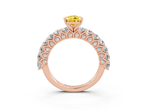 Rose gold Pear Cut Yellow Sapphire Solitaire Ring with Shared Prong Pavé Band and Four-Prong Setting_3