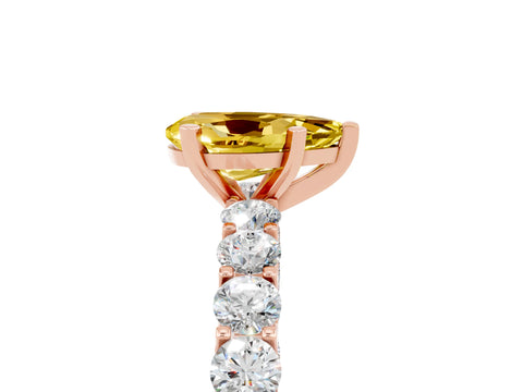 Rose gold Pear Cut Yellow Sapphire Solitaire Ring with Shared Prong Pavé Band and Four-Prong Setting_5