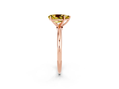 Rose gold Pear Cut Yellow Sapphire Solitaire Ring with Six-Prong Setting and Classic Band_2