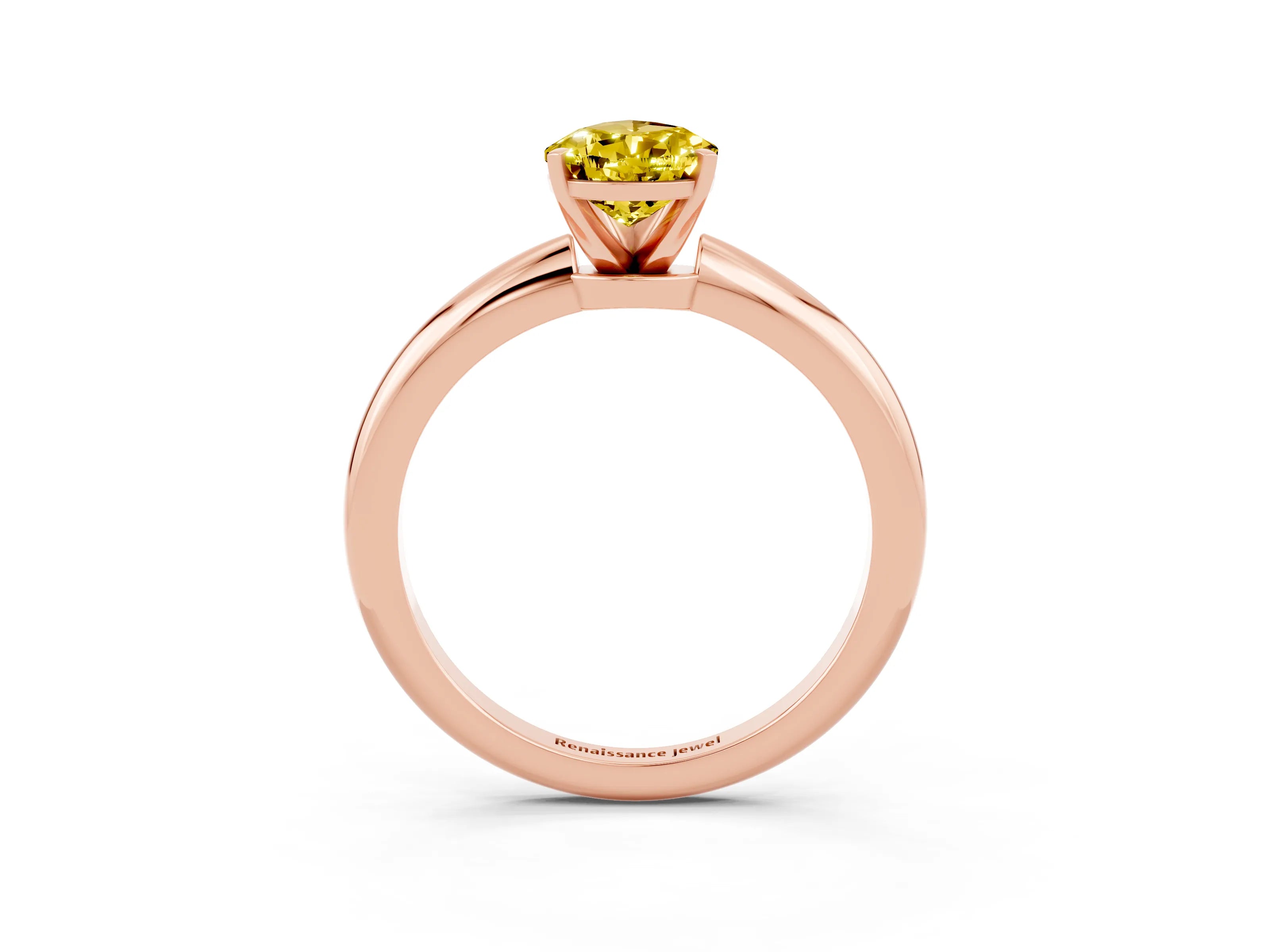 Rose gold Pear Cut Yellow Sapphire Solitaire Ring with Six-Prong Setting and Classic Band_3