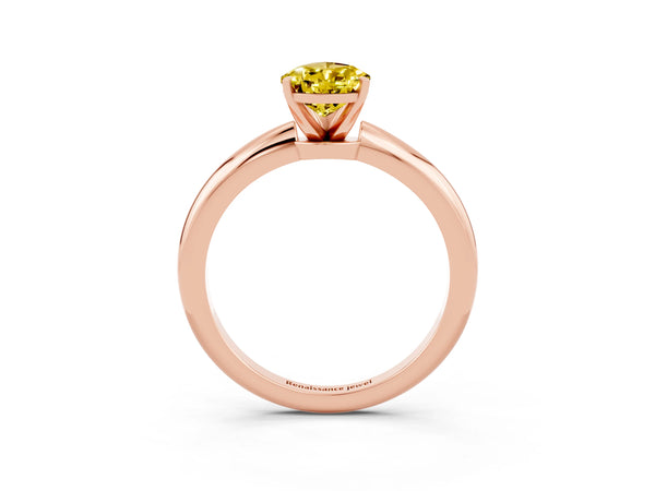 Rose gold Pear Cut Yellow Sapphire Solitaire Ring with Six-Prong Setting and Classic Band