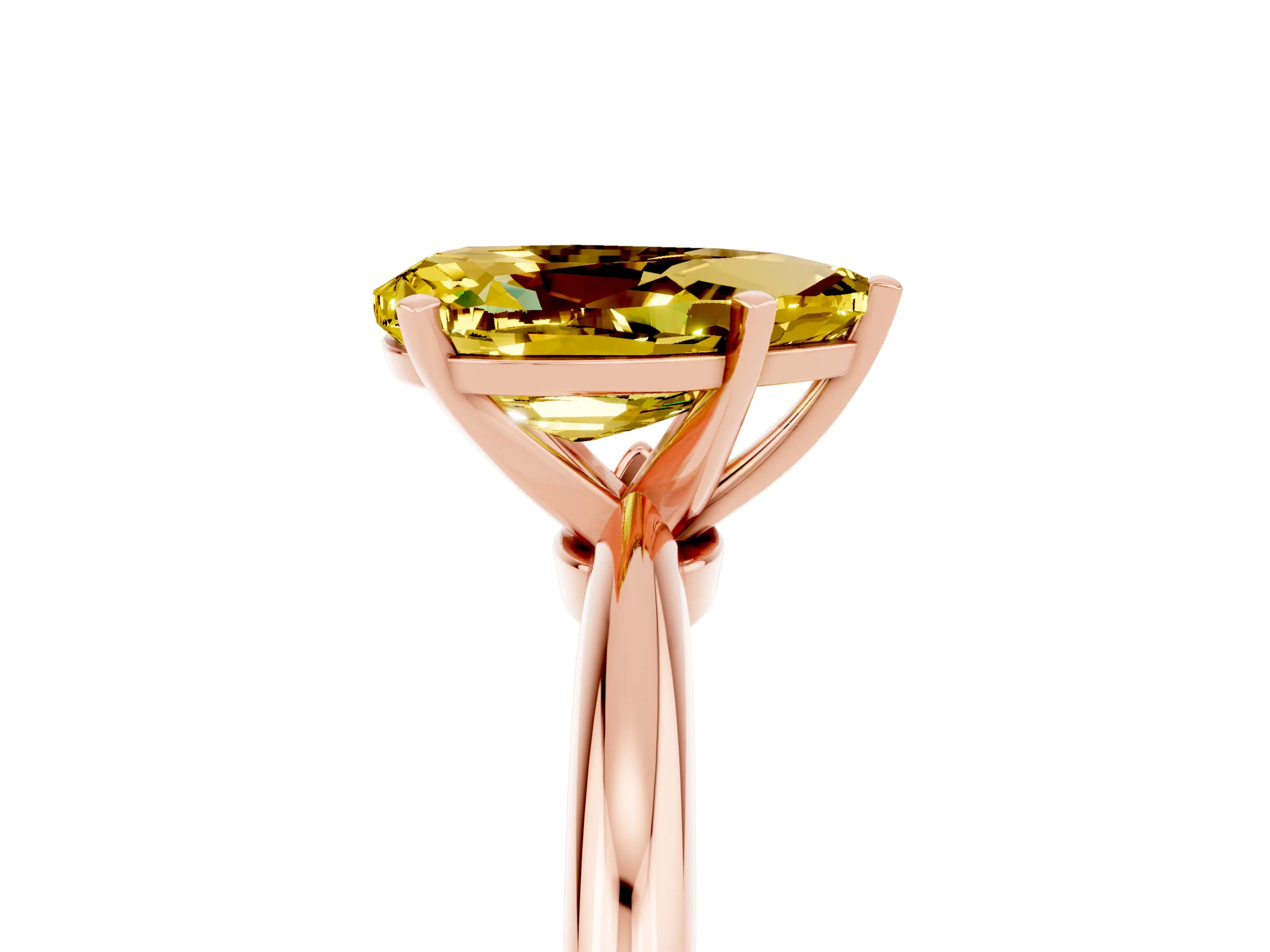 Rose gold Pear Cut Yellow Sapphire Solitaire Ring with Six-Prong Setting and Classic Band_5