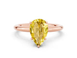 Rose gold Pear Cut Yellow Sapphire Solitaire Ring with Thin Band and Four-Prong Setting_36