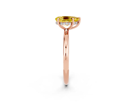 Rose gold Pear Cut Yellow Sapphire Solitaire Ring with Thin Band and Four-Prong Setting_38