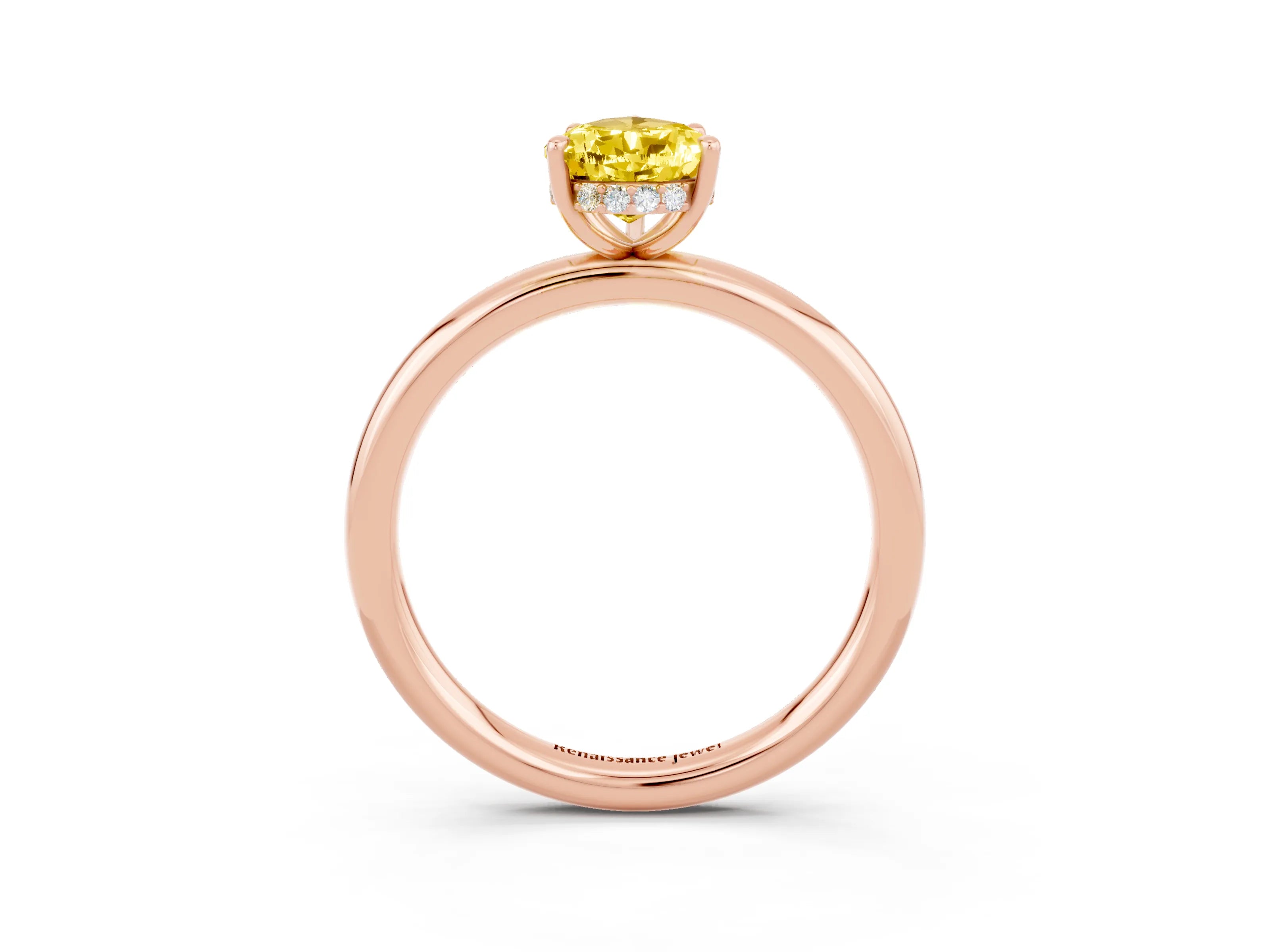 Rose gold Pear Cut Yellow Sapphire Solitaire Ring with Thin Band and Four-Prong Setting_39