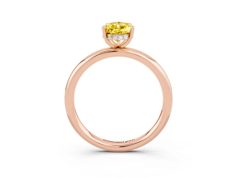Rose gold Pear Cut Yellow Sapphire Solitaire Ring with Thin Band and Four-Prong Setting_39
