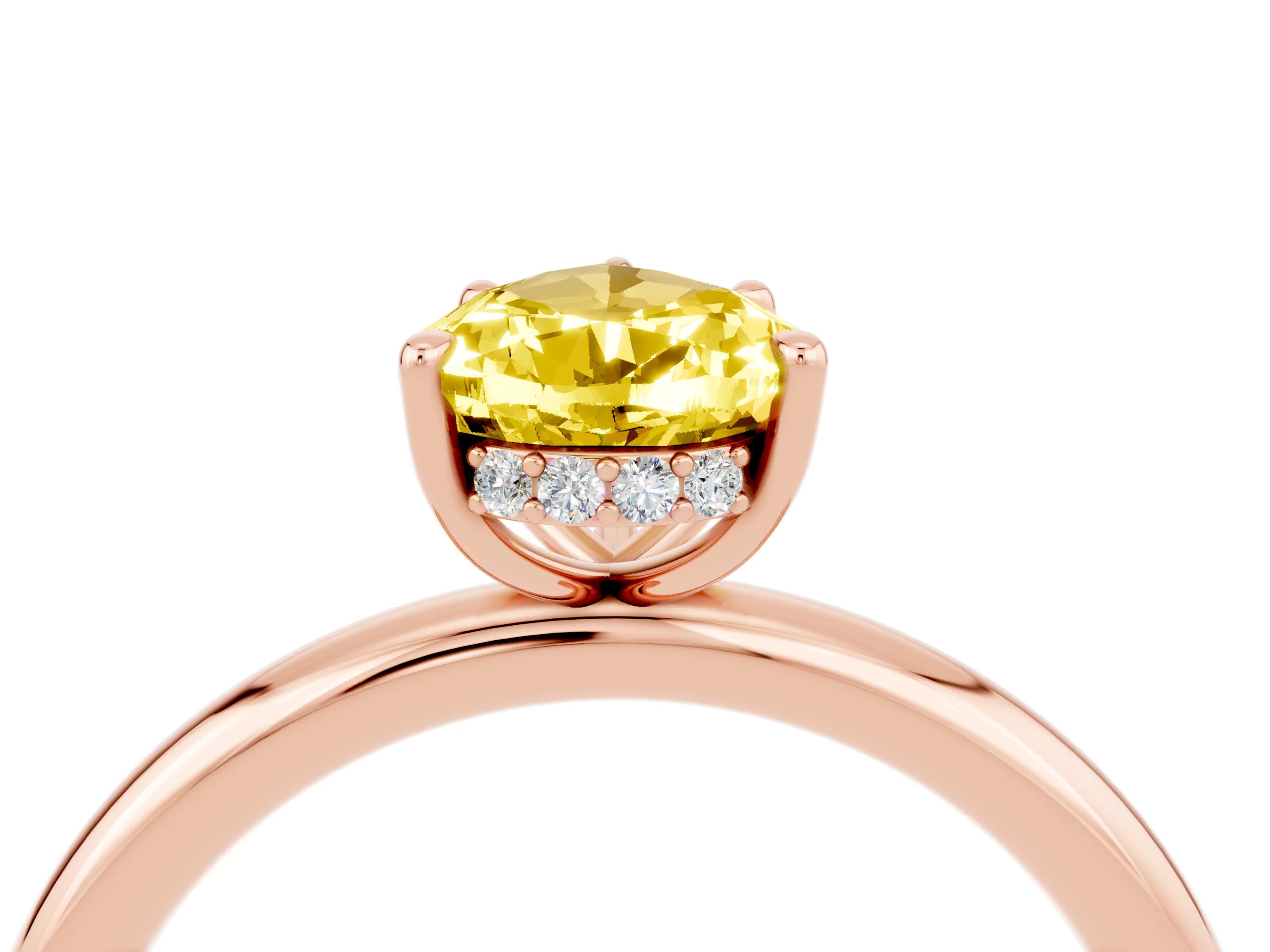 Rose gold Pear Cut Yellow Sapphire Solitaire Ring with Thin Band and Four-Prong Setting_40
