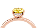 Rose gold Pear Cut Yellow Sapphire Solitaire Ring with Thin Band and Four-Prong Setting_40