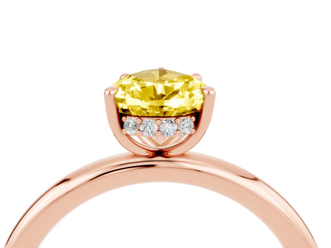 Rose gold Pear Cut Yellow Sapphire Solitaire Ring with Thin Band and Four-Prong Setting_40