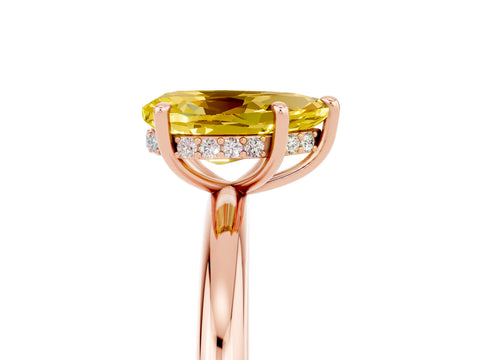 Rose gold Pear Cut Yellow Sapphire Solitaire Ring with Thin Band and Four-Prong Setting_41