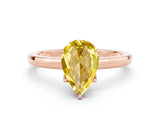 Rose gold Pear Cut Yellow Sapphire Solitaire Ring with Thin Band and Prong Setting_12