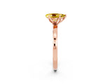 Rose gold Pear Cut Yellow Sapphire Solitaire Ring with Thin Band and Prong Setting_14