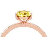 Rose gold Pear Cut Yellow Sapphire Solitaire Ring with Thin Band and Prong Setting_16