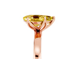 Rose gold Pear Cut Yellow Sapphire Solitaire Ring with Thin Band and Prong Setting_17