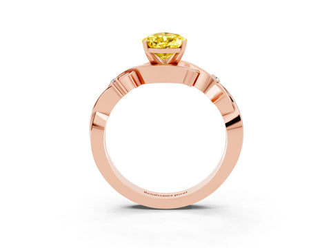 Rose gold Pear Cut Yellow Sapphire Solitaire Ring with Twisted Band and Prong Setting_3