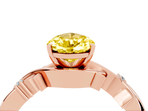 Rose gold Pear Cut Yellow Sapphire Solitaire Ring with Twisted Band and Prong Setting_4