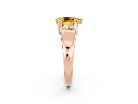 Rose gold Pear Cut Yellow Sapphire Solitaire Ring with Wide Band and Prong Setting_26